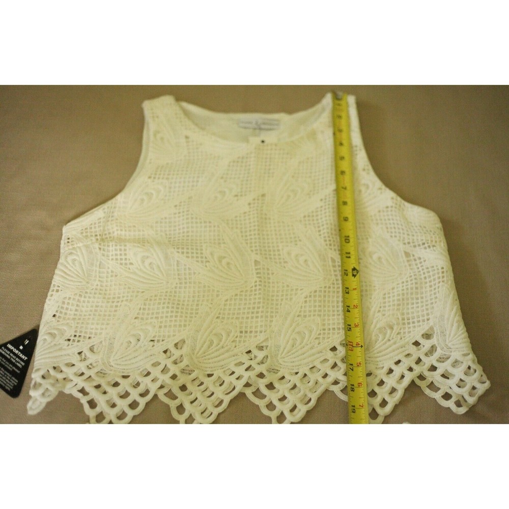 NWT RARE LONDON Women's Sz L Crochet Knit 2 Pcs Set Top And Skirt Lined White - Picture 9 of 12
